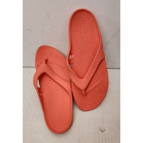 Crocs kadee II Women's Size 8 Coral Orange thong flip flop slides Slip Ons - Picture 15 of 15